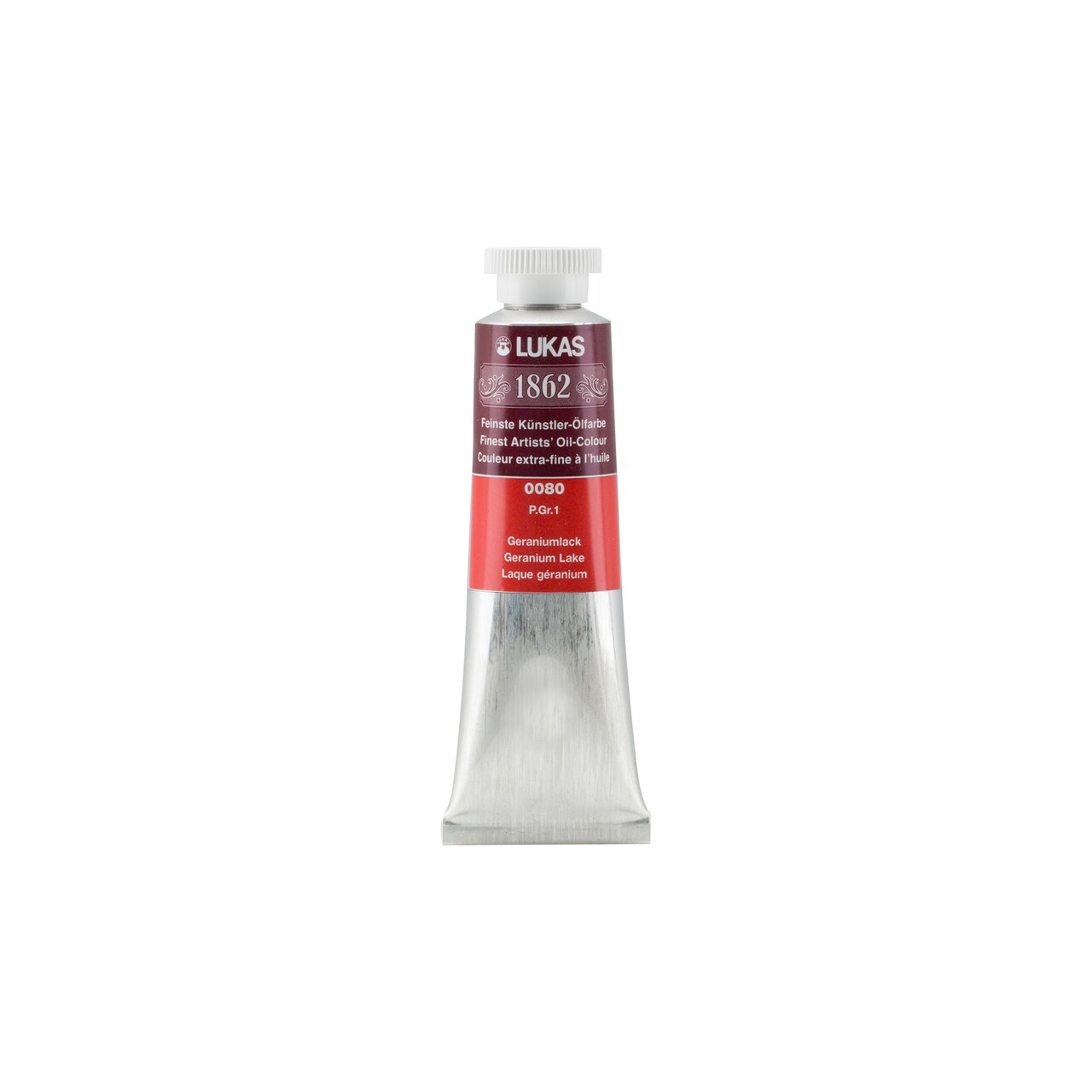 Lukas 1862 Professional German Oil Paint, Geranium Lake 37 mL - w/Beeswax & Non-Yellowing Sunflower Oil, Short Drying Time, Smooth, Outstanding Lightfastness
